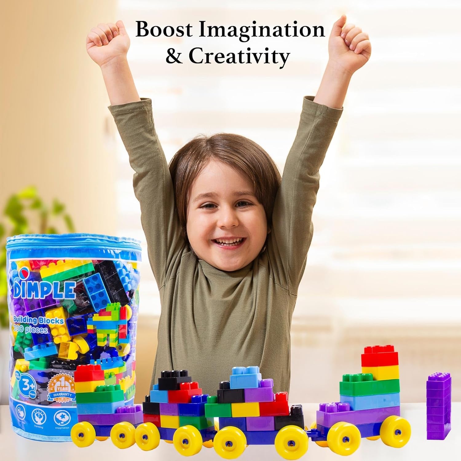 Large Stackable Interlocking Blocks for Toddlers and Kids - 1200 Pieces of Safe, Non-Toxic, Waterproof Multi-Colored Toys for Ages 3 and Up