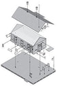 N Scale Woodland Station model kit by BYMRR Train Store showing detailed miniature train station building for model railroads.