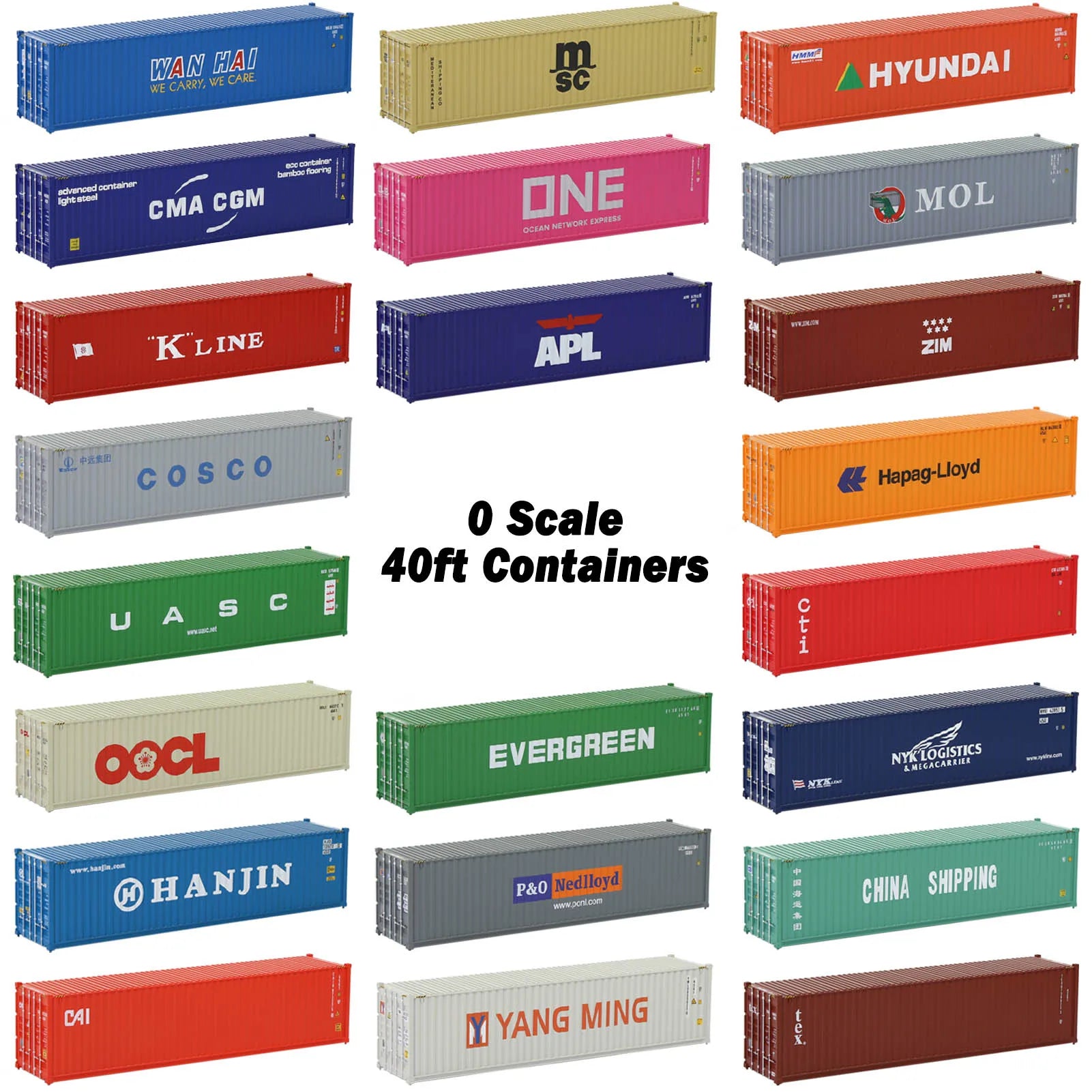 Evemodel 1 Piece O Scale 40' Shipping Container Model for Trains, 1:48 Scale Cargo Box C4340