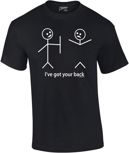 Humorous Short Sleeve T-Shirt Featuring Stick Figures and Witty Phrases