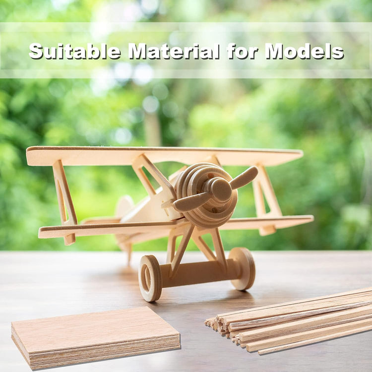 Set of Peony Man balsa wood sticks and sheets for DIY crafts, model making, and creative woodworking projects.