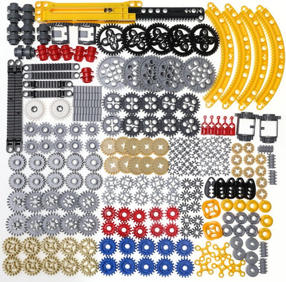 Zylopa 233-piece Technic gear set with gears, connectors, and building components for creative LEGO MOCs and mechanical builds.