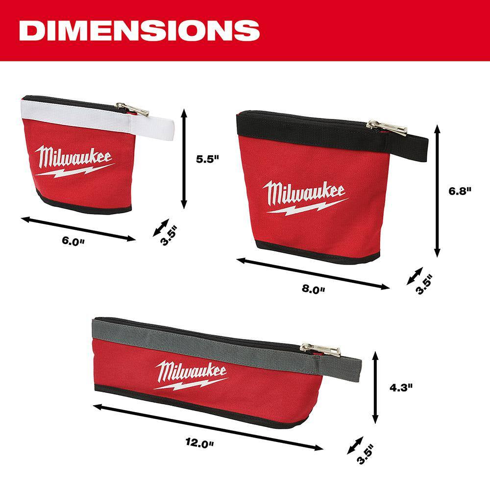 14 In., 12 In., 8 In. and 6 In. Multi-Size Zipper Tool Bags in Red (4-Pack)