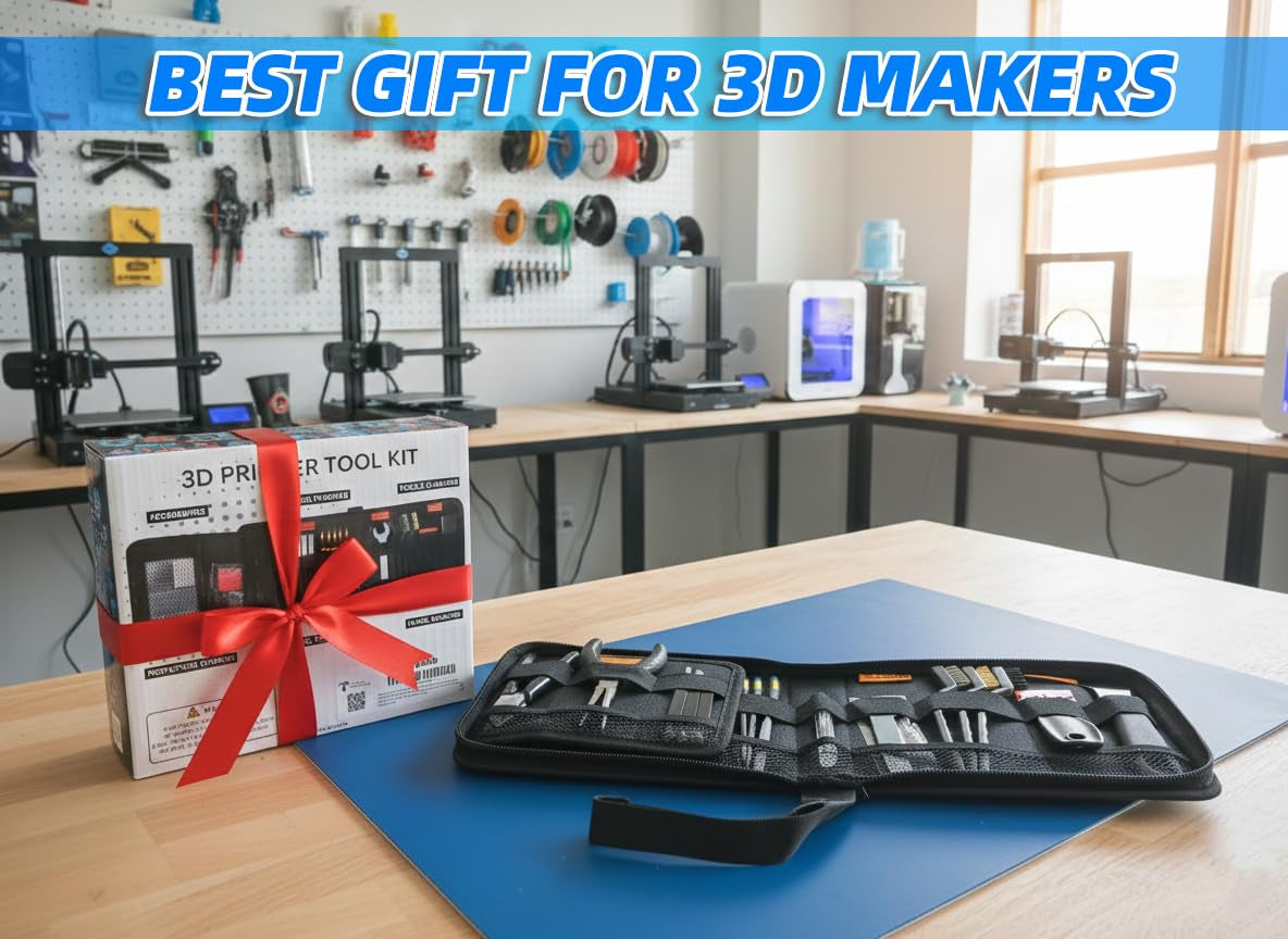 68-Piece 3D Printer Tool Kit with Storage Case - Comprehensive Accessories Including Deburring Tool, Scrapers, Metal Files, Brushes, Hand Drill, and Tweezers for Bambu Lab, Ender 3, Kobra, and More