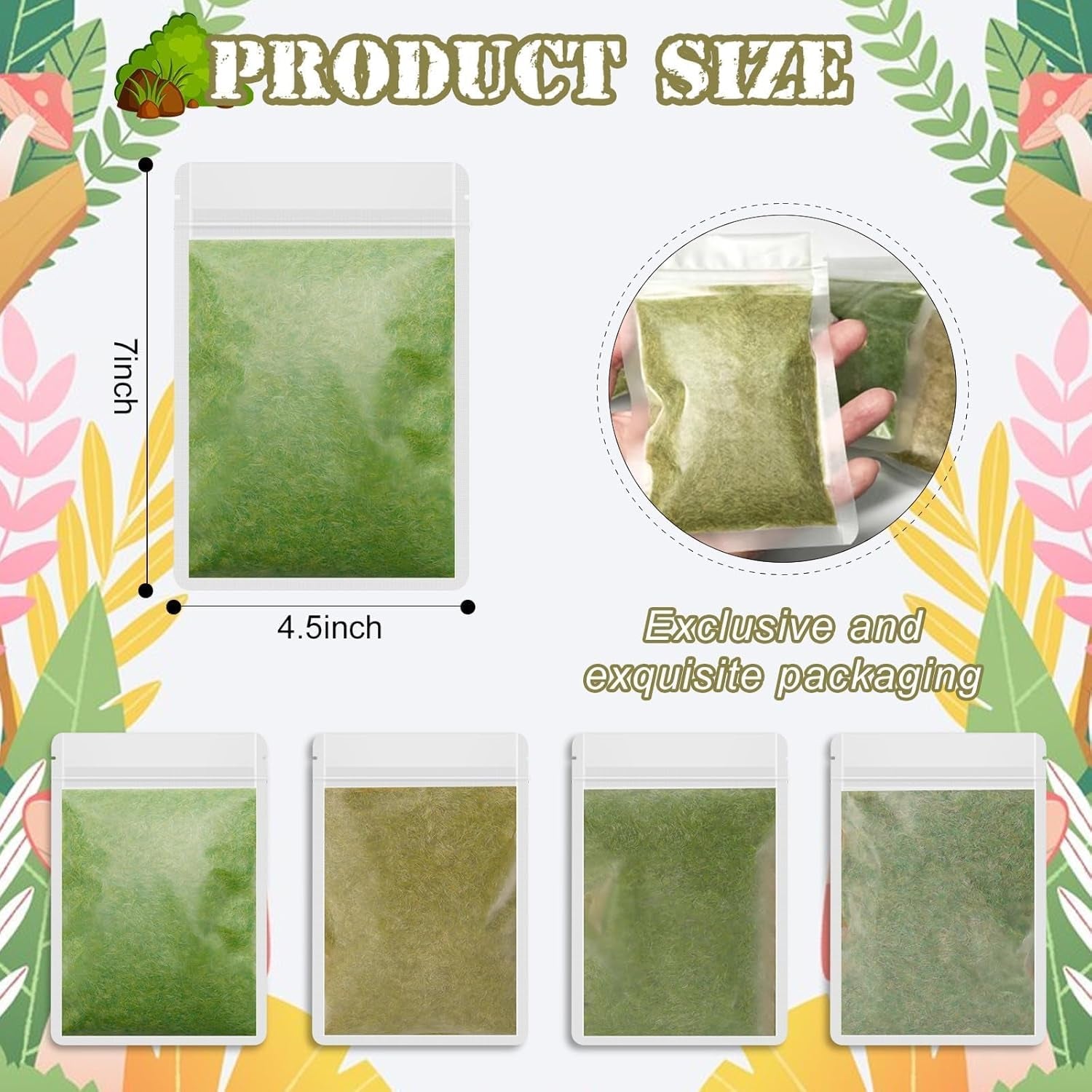 Warmtree 4-Piece Mixed Static Grass Terrain Powder Set for Diorama and Model Landscape Simulation