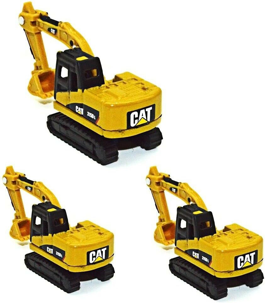 3-Pack 1:160 N Scale Diecast Miniature Excavator Engineering Vehicle Model