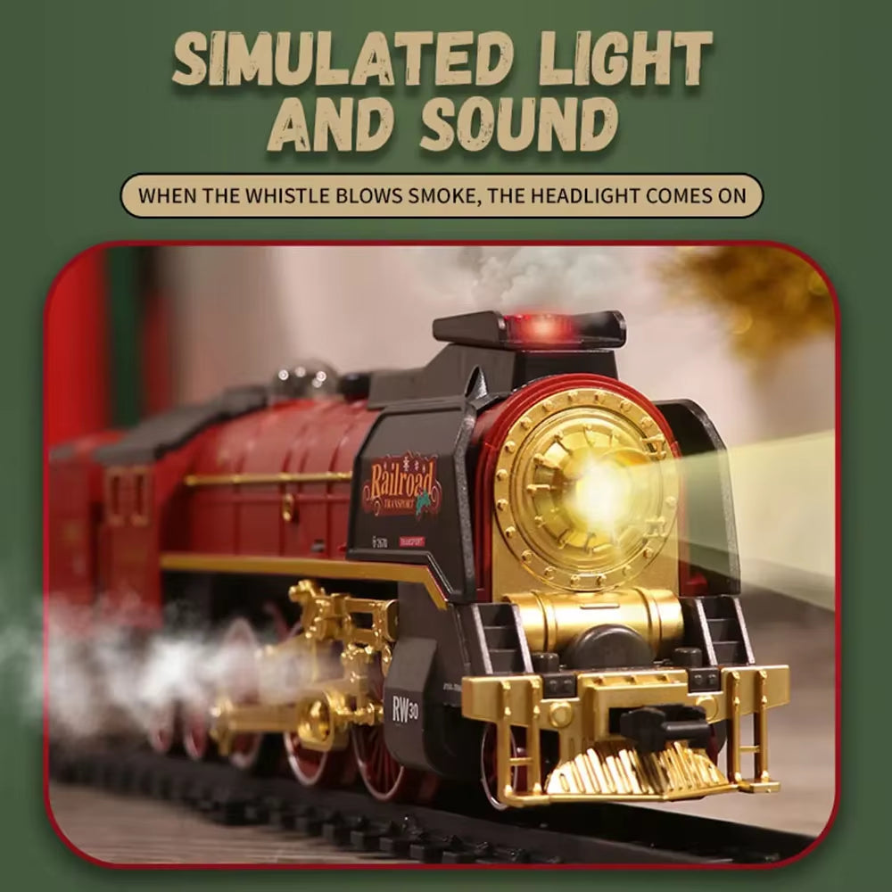 Christmas Electric Steam Train Set with Remote Control & Lights - Perfect Holiday Gift for Kids!