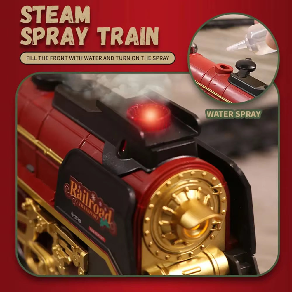 Christmas Electric Steam Train Set with Remote Control & Lights - Perfect Holiday Gift for Kids!