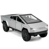 Silver 1:36 scale diecast Cybertruck toy car by BYMRR Train Store, pull-back model for collectors and children ages 3 and up