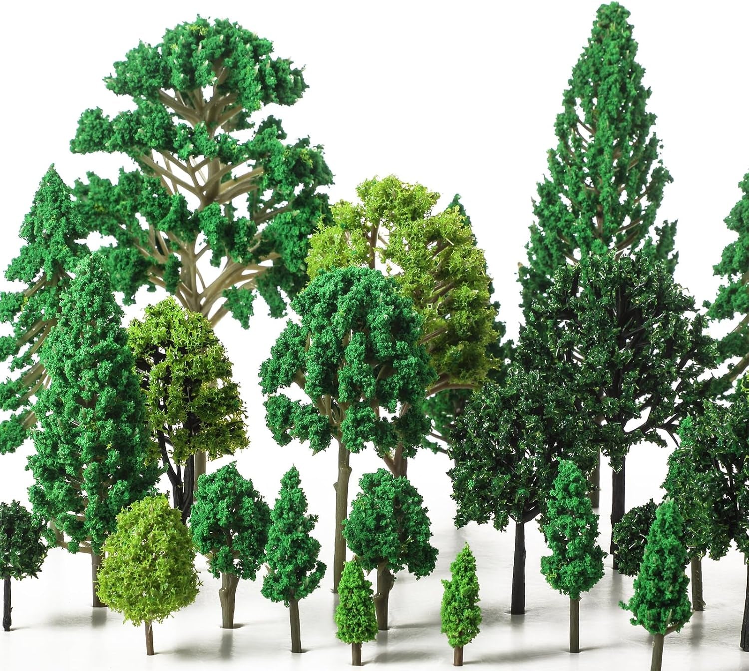 Skylety 35-Piece Mixed Miniature Model Trees Set (1.2-6.3 Inches) for Dioramas, Train Scenery, and DIY Crafts - Assorted Greenery for Architectural and Holiday Displays