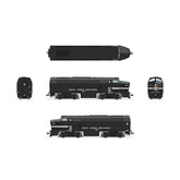 HO scale RF-16 Sharknose A/B locomotives by BLI7696, NYC cigar PRGN4 model, detailed model train set with black and silver finish.