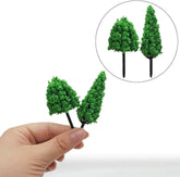Miniature trees and bushes set for dioramas and scenic models, featuring woodland and railroad architecture by SaktopDeco.
