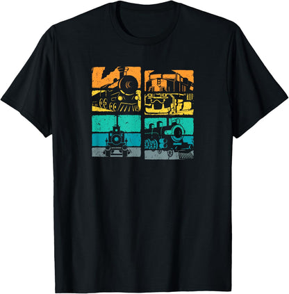 Vintage Trains Steam Locomotive Railroad Retro T-Shirt