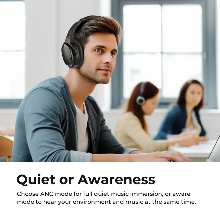 Active Noise Cancelling Bluetooth Over-Ear Headphones with Microphone - BYMRR Train Store