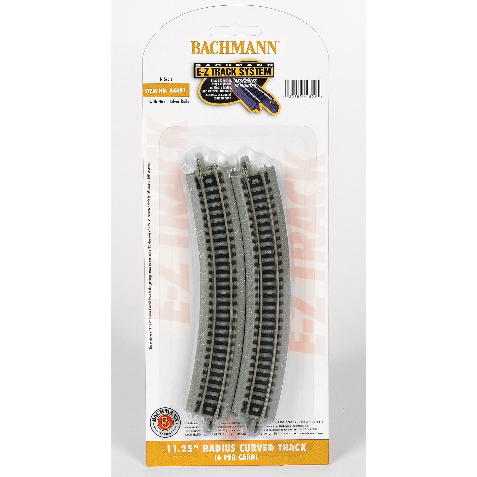 N Scale 11.25" Radius Curved Track Model Train Track - 6 Pack