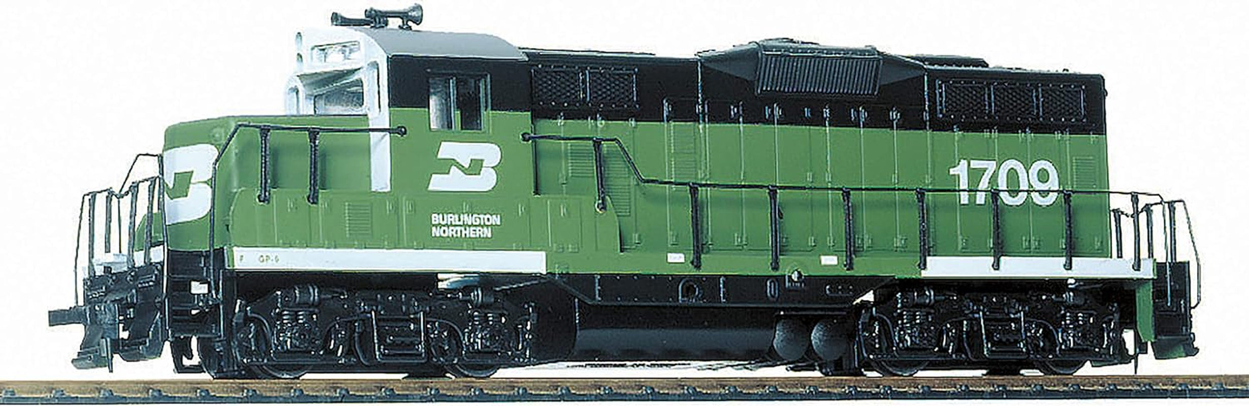 Walthers Trainline EMD GP9M Standard DC Burlington Northern #1709 HO Scale Locomotive Model (Green, White)