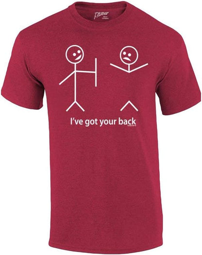 Humorous Short Sleeve T-Shirt Featuring Stick Figures and Witty Phrases