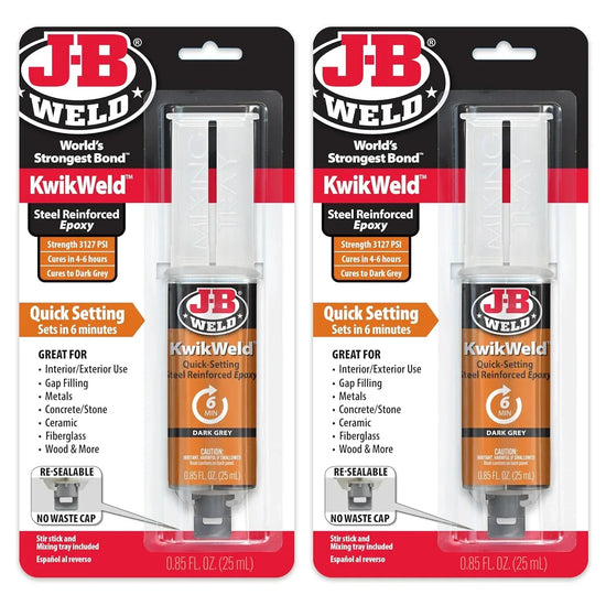 J-B Weld Kwikweld 6-Minute Set High Strength Waterproof Epoxy, Dark Grey, 2-Pack, Model 50176-2 - BYMRR Train Store