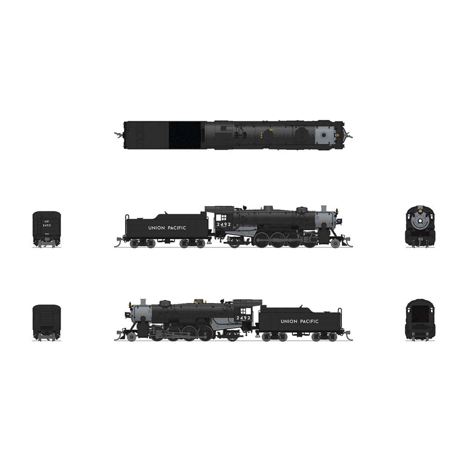 USRA Light Mikado Locomotive 2492 model by BLI Paragon4, detailed N scale model showcasing locomotive features and paint details.