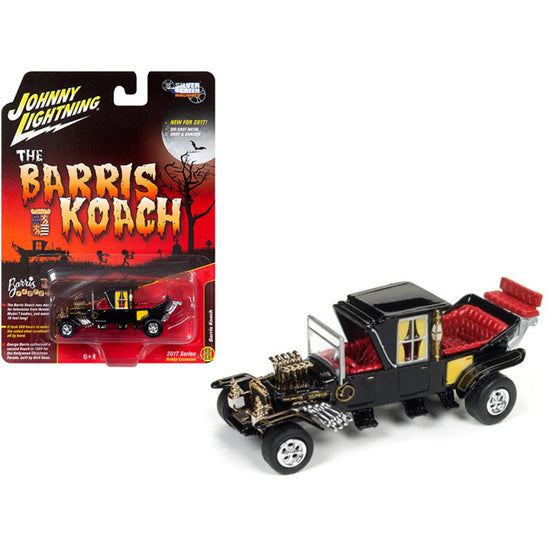 Johnny Lightning Barris Koach 1:64 scale diecast model car, detailed miniature with vibrant paint and classic design.