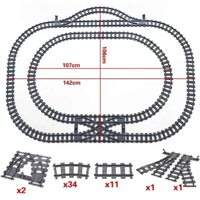 Set of 50 straight train track rails for kids&
