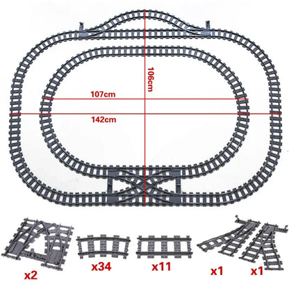 50Pcs/Lot City Trains Train Track Rail Straight Rails Technical Building Blocks Set Bricks Model Kids Classic Toys for Children