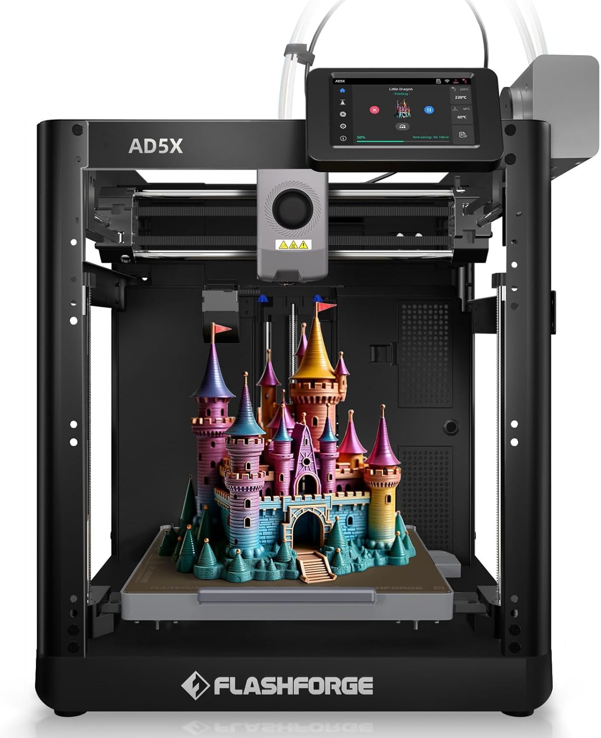 FLASHFORGE AD5X Multi-Color 3D Printer - IFS Technology, 600mm/s High Speed, 300°C Direct Extruder, Fully Automatic Leveling, All-Metal CoreXY, 4-Color Printing for PLA-CF and PETG-CF, Build Volume 220x220x220mm