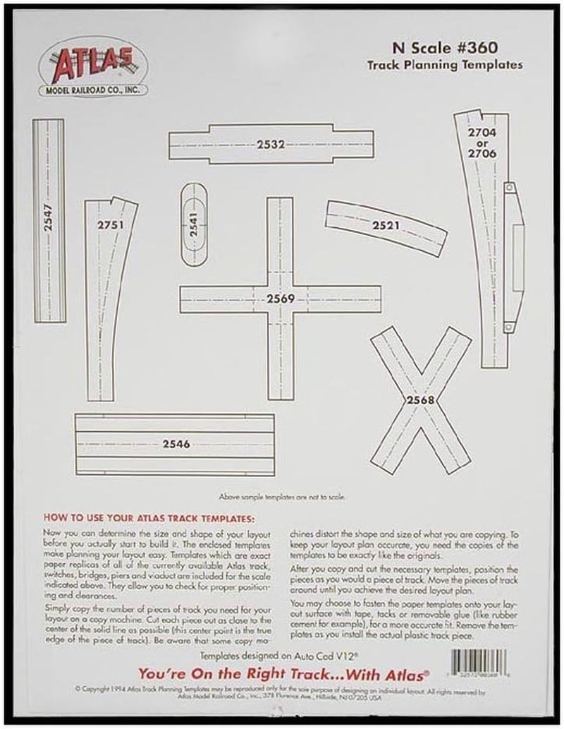 N Track Planning Template for Atlas Trains