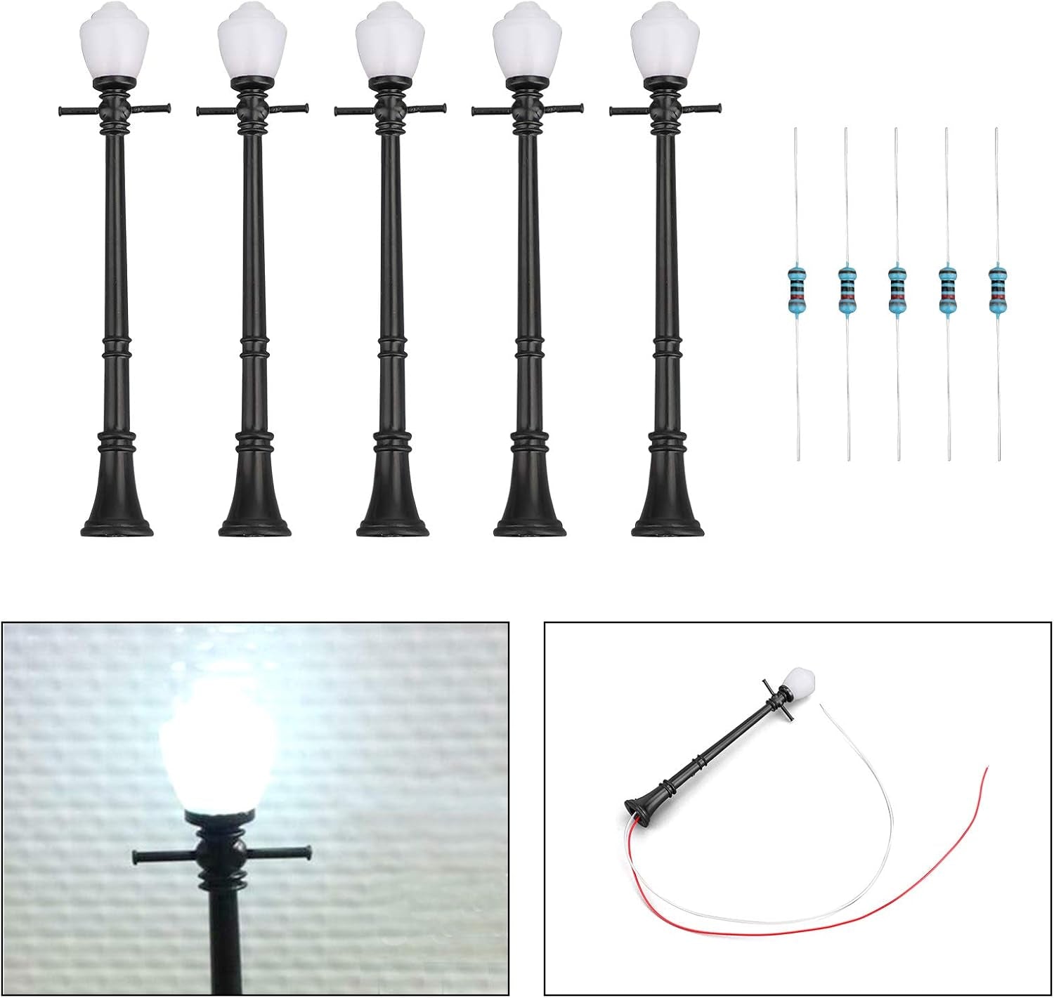 Artudatech 10-Piece LCX04 Model Railway Lamppost Street Lights with O Scale LEDs