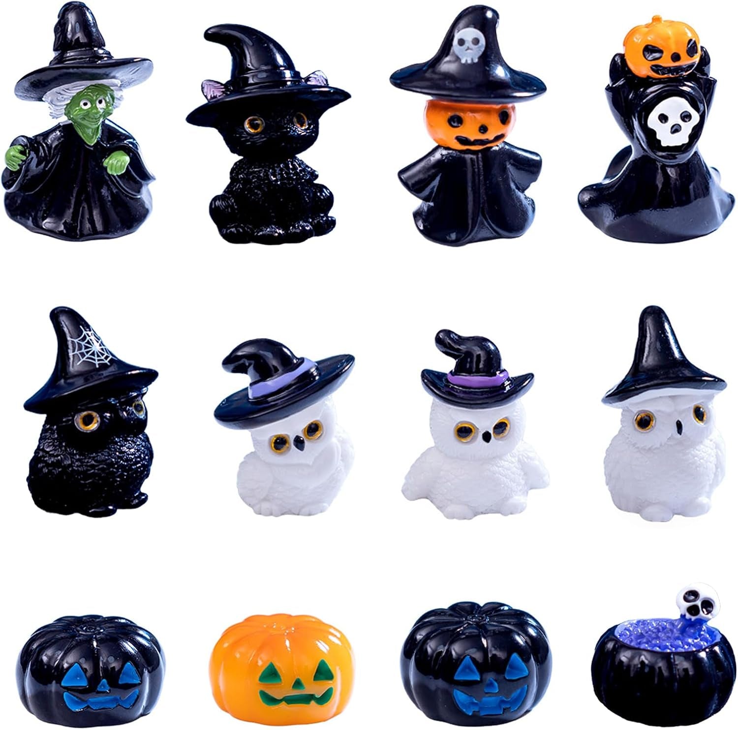 17-Piece Christmas Miniature Figurine Set - Resin Ornaments Including Santa Claus, Snowman, Reindeer, and Christmas Tree for Crafting, Garden Decor, Tabletop Displays, Snow Globes, Dollhouses, and Holiday Party Favors