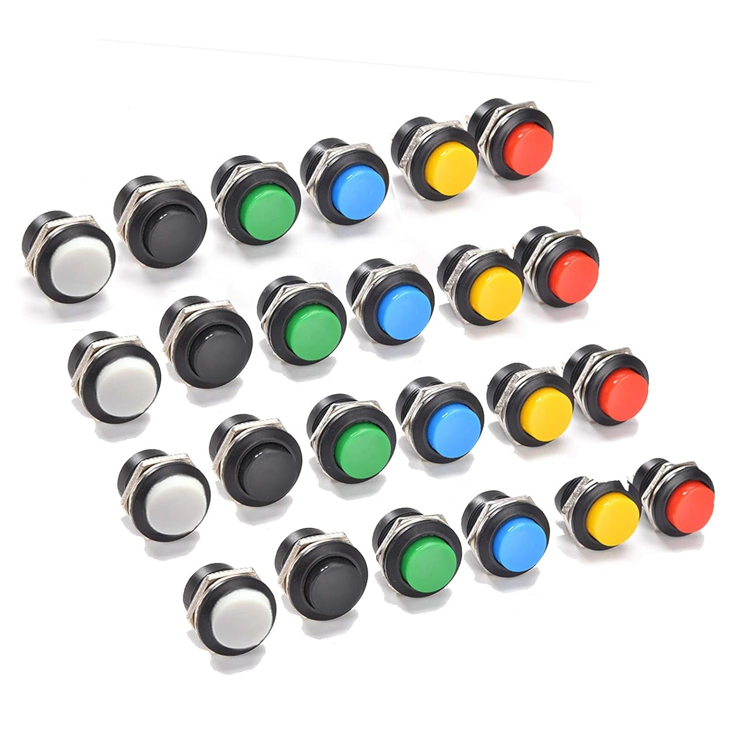 16MM Momentary Push Button Switch Set, 24-Piece