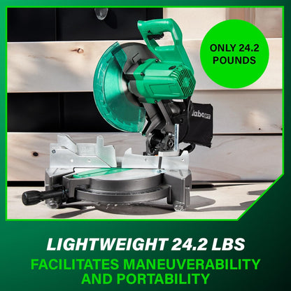 10-Inch Compound Miter Saw with 15-Amp Motor, Precision Miter Angles, Single Bevel 0-45°, 24T TCT Blade, Positive Stops, Lightweight Design, Model C10FCGS