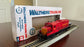 Pre-owned Walthers HO US Army GP9M locomotive model train in green with detailed markings, displayed on a track.