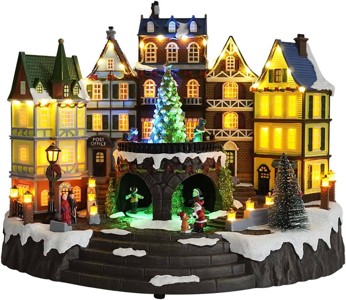 Christmas Village House with LED Lights & Music