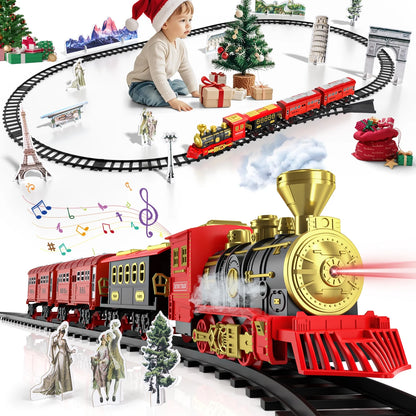Ultimate Rechargeable Steam Train Set with Tracks, Lights, Sound & Smoke - The Perfect Gift for Kids Aged 2-8!