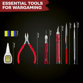 Comprehensive Hobby Tool Kit for Miniature Modeling: Includes Adhesive, Drill with Three Bits, Hobby Knife, Side Cutter, Sculpting Tool, and Green Stuff for Warhammer and Dungeons & Dragons in Plastic, Resin, and Metal