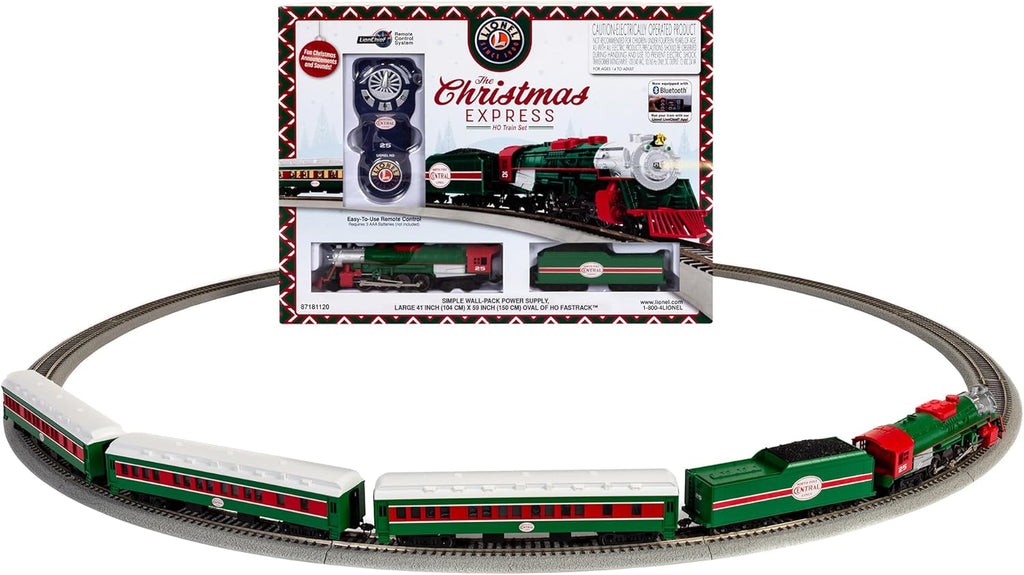 Christmas Express Lionchief Bluetooth Electric HO Gauge Model Train Set with Remote,Multi-Color