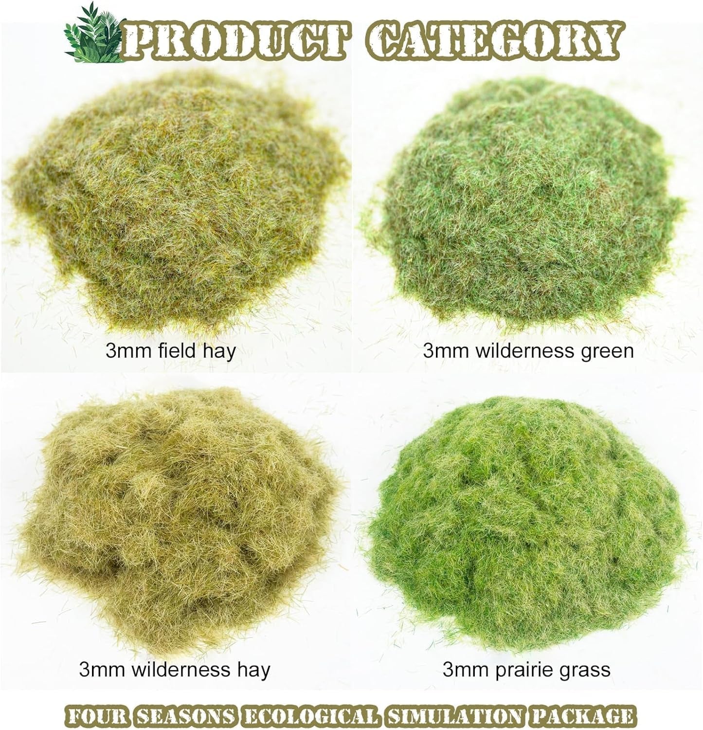 Warmtree 4-Piece Mixed Static Grass Terrain Powder Set for Diorama and Model Landscape Simulation