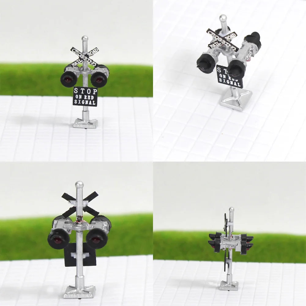 Enhance Your Model Railroad with 2Pcs N Scale LED Crossing Signals - Stop on Red Traffic Block Signal (1:160 Scale)
