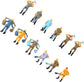 Set of 12 painted O scale 1:48 railway worker figures by BYMRR Train Store, with four different poses for model train layouts.