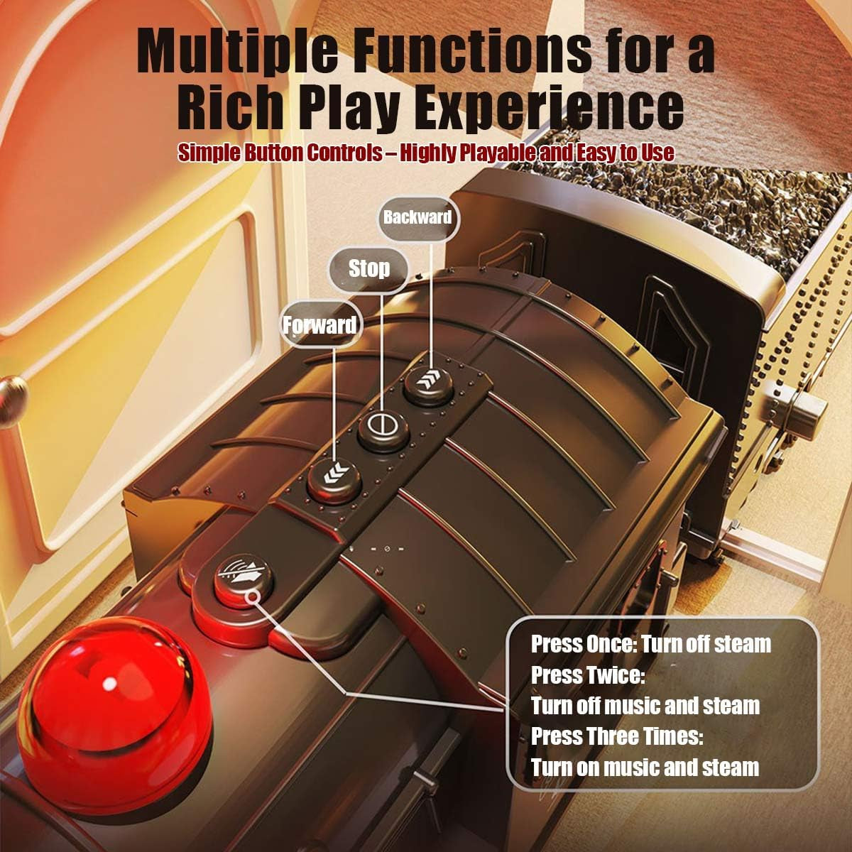 Premium Electric Train Set for Adults - Metal Alloy Christmas Steam Locomotive with Illuminated Passenger Carriages, Luxury Tracks, Sound Effects, Ideal Birthday Gift