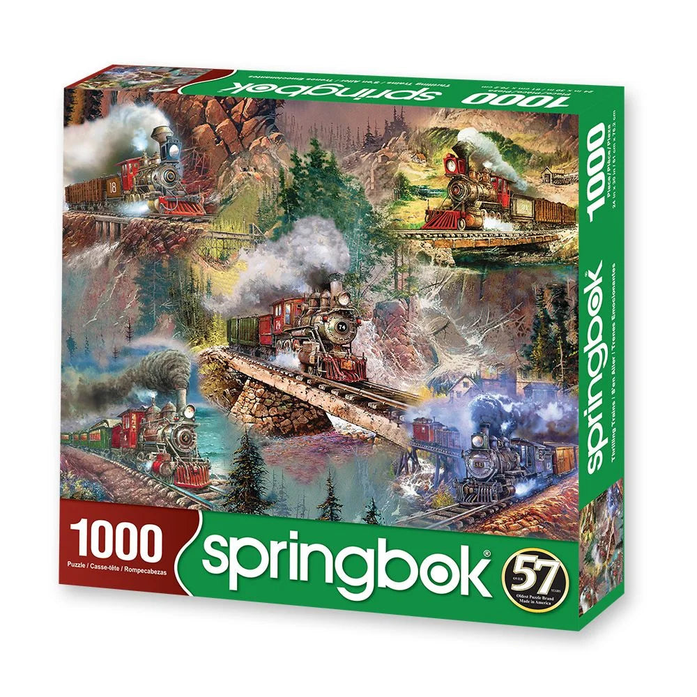 Springbok Thrilling Trains - 1000 Piece Jigsaw Puzzle Adults - Unique Cut Pieces