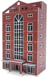 N Scale ATINGSHOKB modern city shopping mall building for model train layouts, detailed assembled railway architecture.