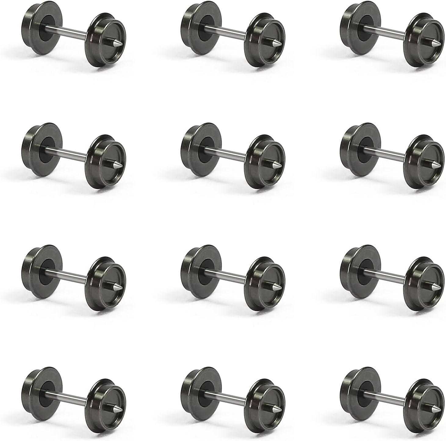 24-Piece N Scale 33" Metal Wheelset with Metal Axles for Model Trains and Trucks - HP05150
