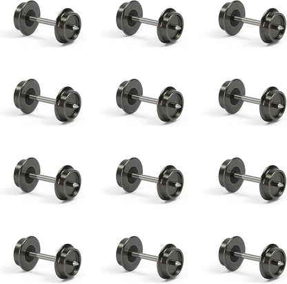 24-Piece N Scale 33" Metal Wheelset with Metal Axles for Model Trains and Trucks - HP05150