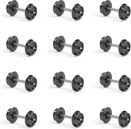 24-Piece N Scale 33" Metal Wheelset with Metal Axles for Model Trains and Trucks - HP05150