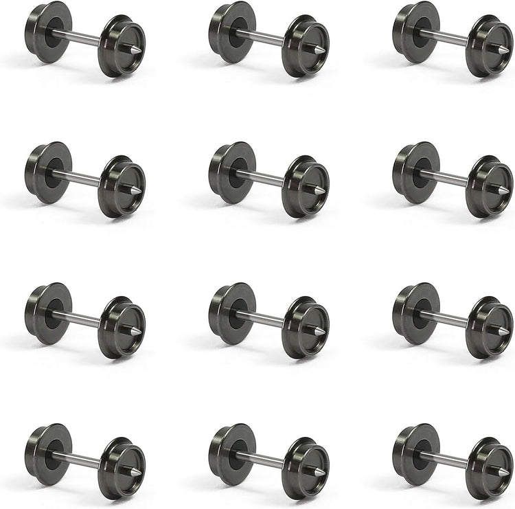 24-Piece N Scale 33" Metal Wheelset with Metal Axles for Model Trains and Trucks - HP05150