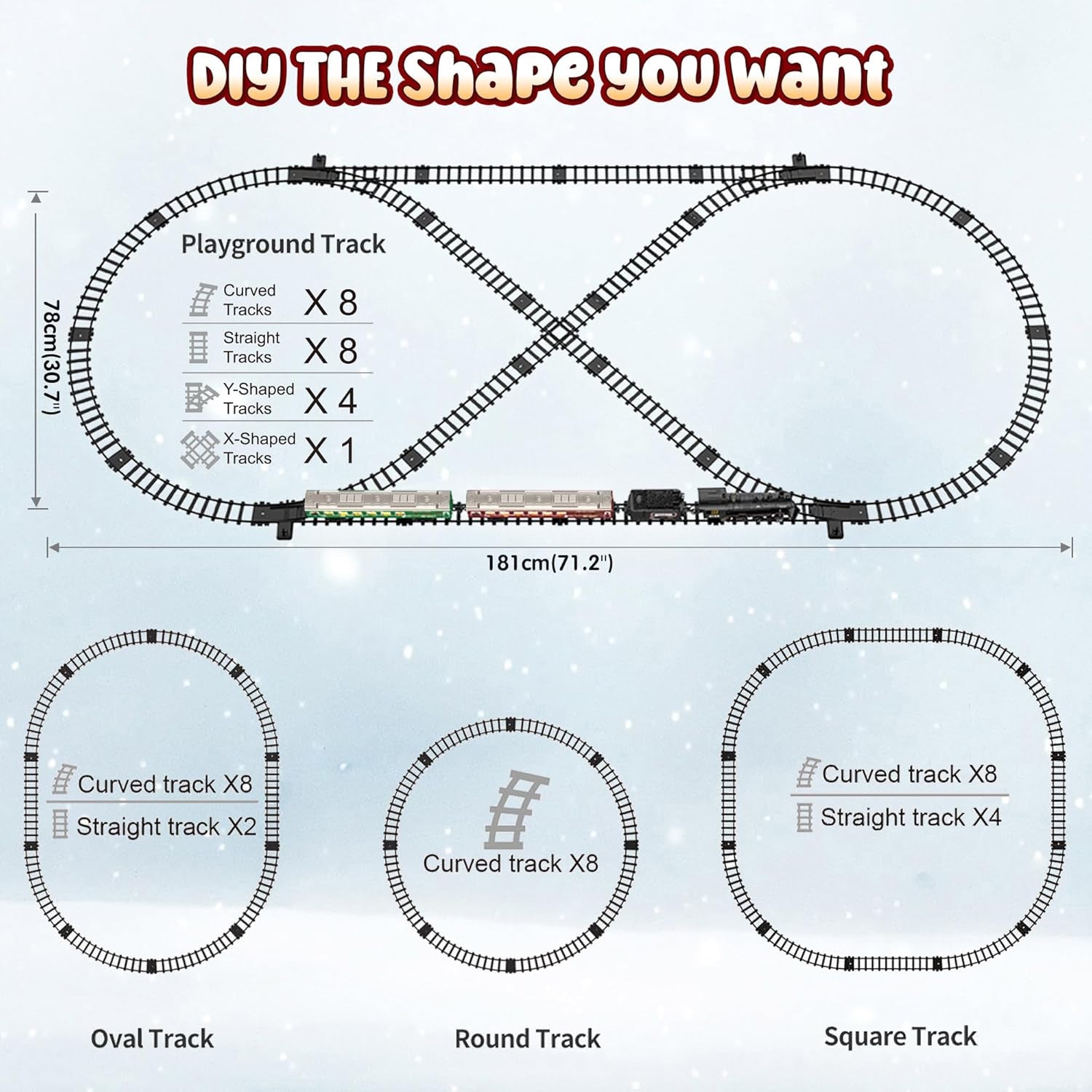 Train Set - Train Toys for Boys W/Smokes, Lights & Sound, Toy Train W/Steam Locomotive, Train Carriages & Tracks, Toddler Model Trains for 3 4 5 6 7 8+ Years Old Kids