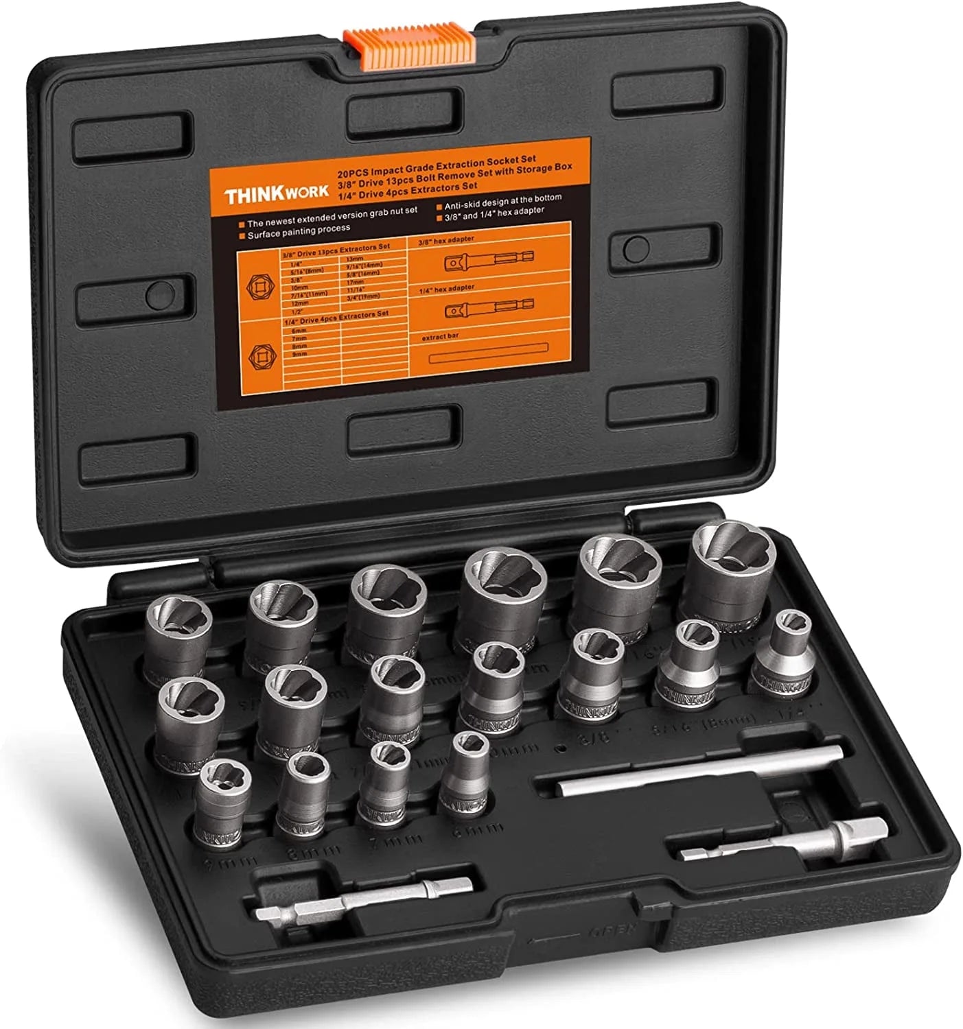 Upgrade Bolt Extractor Set, 20 Pieces Impact Bolt & Nut Remover Set Made by  TW6097