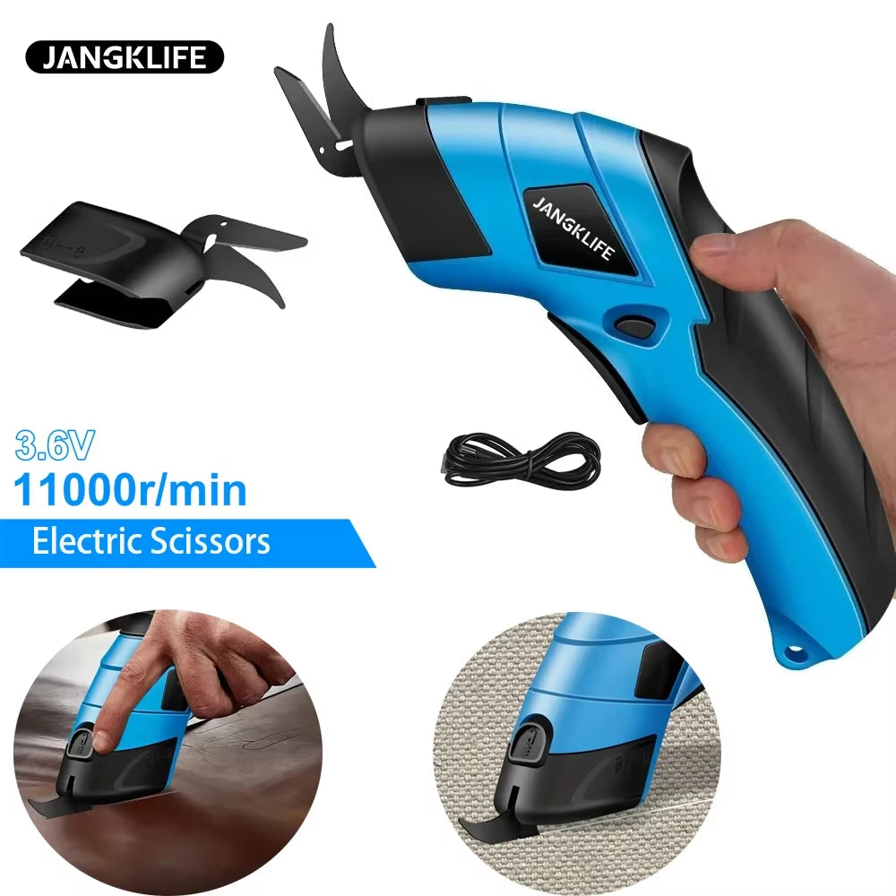 DIY Electric Scissors Cloth Cutting Leather Tailor Tungsten Carbide Blades Portable Hand Tools Lithium Batteries